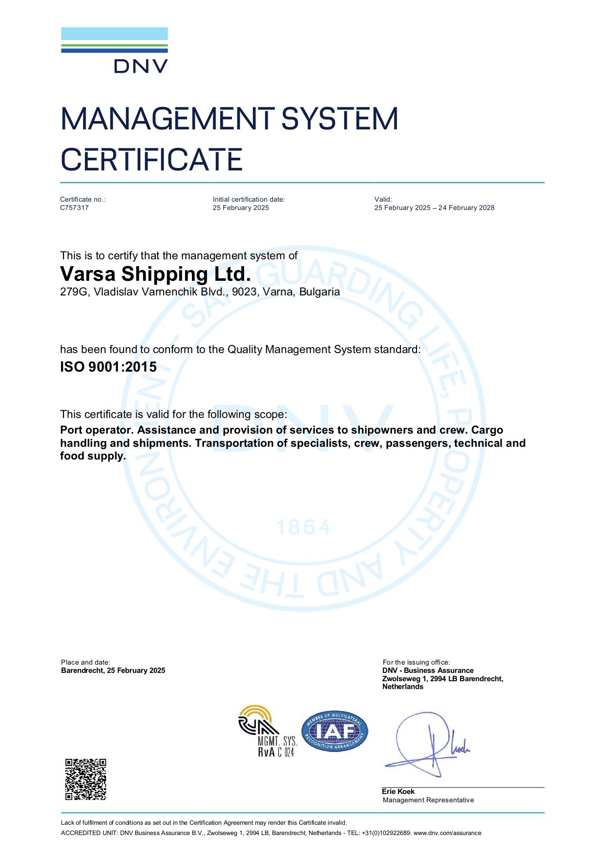 DNV Certificate